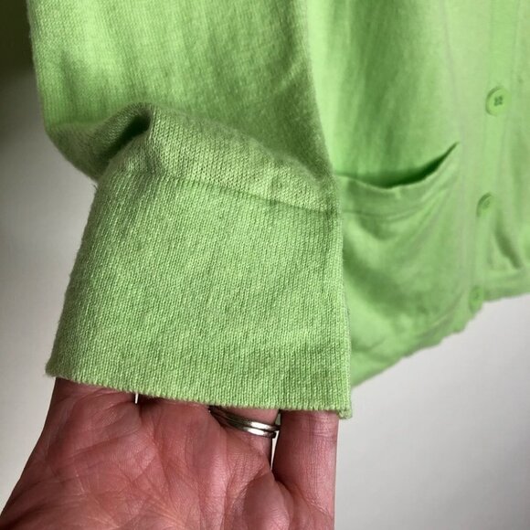 Old Navy Bright Lime Green Long Pocket Button Down Cardigan Cozy Sweater SIZE M - Picture 6 of 13